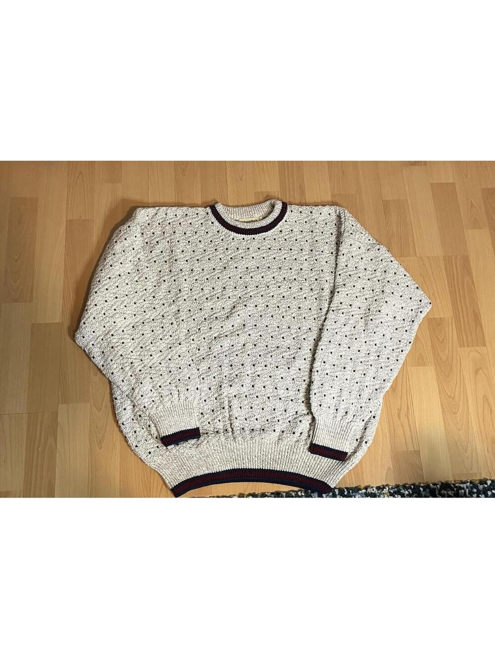 St Johns Bay Sweater Mens L Vintage 90s Knit Pattern Crewneck Cotton Preppy